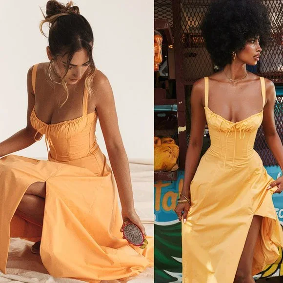 HOUSE OF CB 'Carmen' Tangerine Bustier Sundress NWOT - Picture 3 of 12